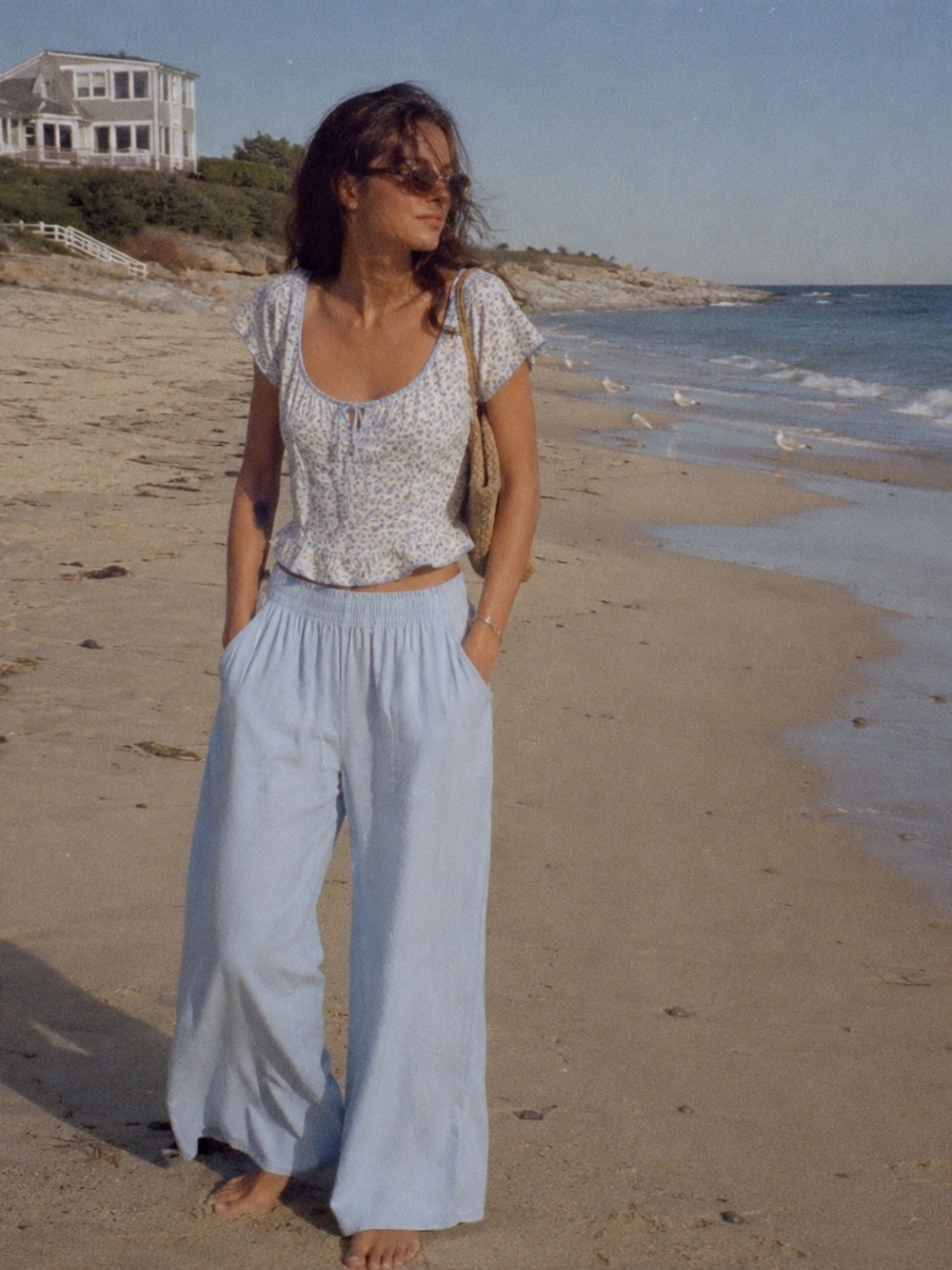 Velvet Heart Tencel Light Blue Wide Leg Pants